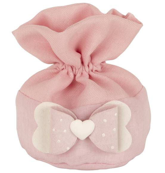 Sacchettino portaconfetti tondo rosa nascita battesimo bimba fiocchetto novità 2025
